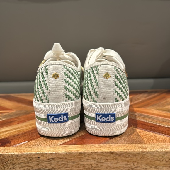 Kate Spade ♠️ x Keds green/white weave triple decker sneaker size 7 - Picture 3 of 9